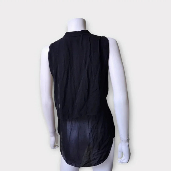 Wilfred Silk Sleeveless Blouse Size XXS Black Sheer Minimalist Button Up - Picture 2 of 9